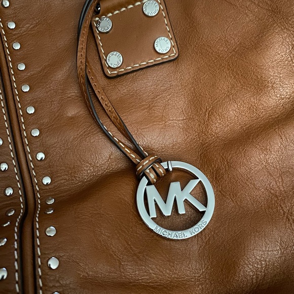 Michael Kors Extra-Large Studded Leather Weekender Bag. - Picture 7 of 16